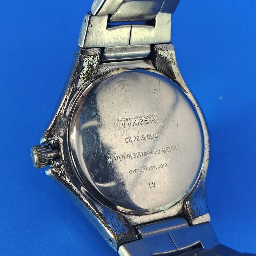 Vintage 2003 Timex Indiglo Date 38mm Mens Quartz‎ Watch Solid SS Fully Restored